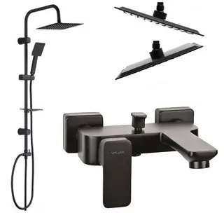 Laveo Drop sprchový set na omietku + Valvex LOFT BLACK jednopáková nástenná vaňová a sprchová batéria čierna
